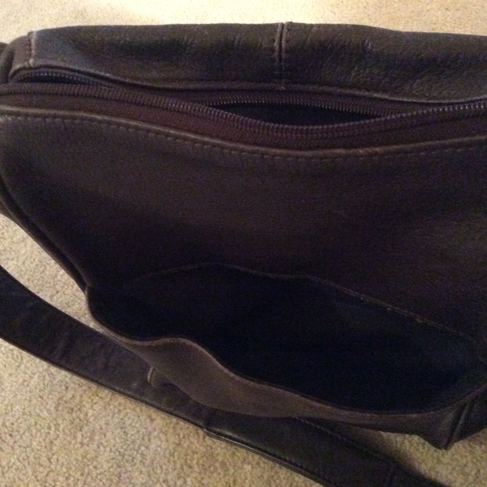 Charter Club Brown Shoulder Leather Handbag Purse - Picture 6 of 8